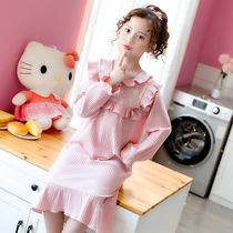 Girls nightskirts Spring and autumn new childrens long sleeved pajamas home skirts girls cotton foreign style home wear