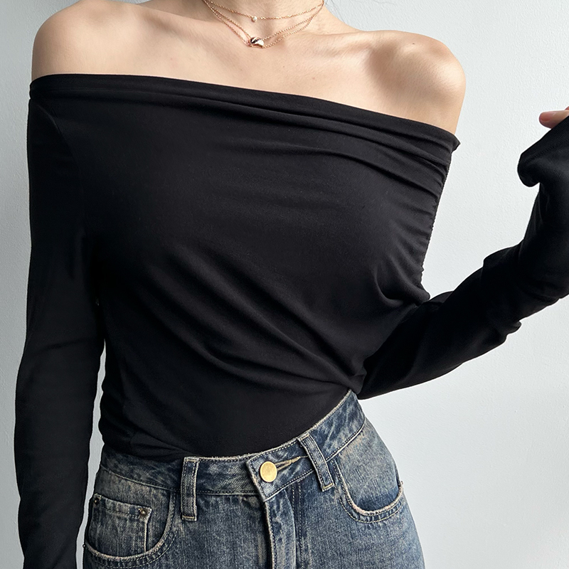 MADE NOTHING (formerly 19Club) European and American spicy girl with a thin line of shoulder sexy long sleeve undershirt T-shirt woman 