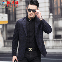 Hengyuanxiang lamb suit mens coat 2021 Autumn New corduroy casual fashion single western coat small suit