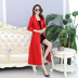 Mùa xuân và mùa thu New Hained Leather Women Hàn Quốc Slim Slim Mid-length Leather Jacket Dài tay Plus Velvet Winter Jacket áo bomber da Quần áo da