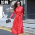 Mùa xuân và mùa thu New Hained Leather Women Hàn Quốc Slim Slim Mid-length Leather Jacket Dài tay Plus Velvet Winter Jacket áo da cừu Quần áo da