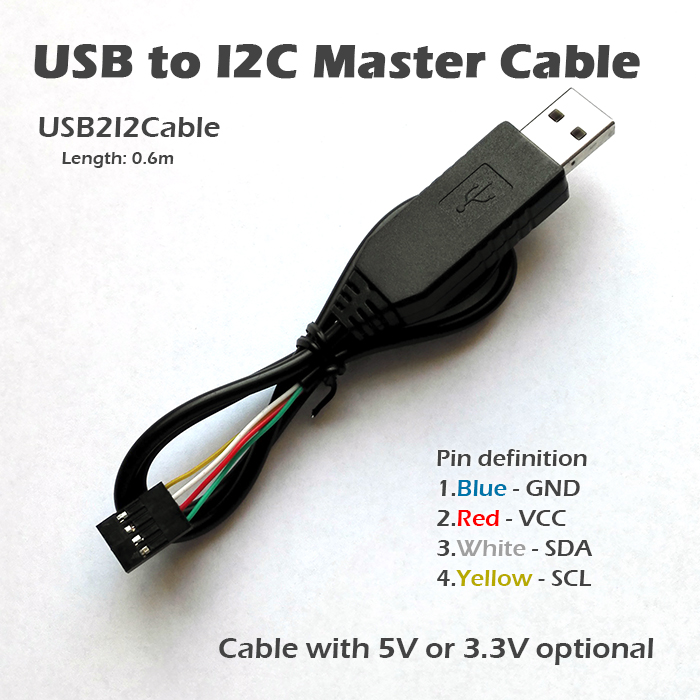 UsenDz@USB2I2Cable USB2I2C Data Cable I2C Cable Master 3 3V 5V 0 5m