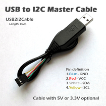 UsenDz@USB2I2Cable USB2I2C Data Cable I2C Cable Master 3 3V 5V 0 5m