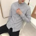 Áo sơ mi nam tay dài mùa thu cổ áo nhỏ bốn mùa inch quần áo sơ mi nam đất mỏng phần cổ áo quần áo mỏng phần thanh niên áo sơ mi cổ trụ nam Áo