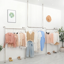 Womens clothing clothes hangers display shelves stainless steel wall-mounted clothes display shelf Suspended Ceiling Clothing hanging clothes Show shelves