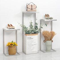 Clothing Shop Shop Window Decoration Set Items Display Show Show Stainless Steel Silver Color Running Water Table Shoes Bag Middle Island Table High And Low Table