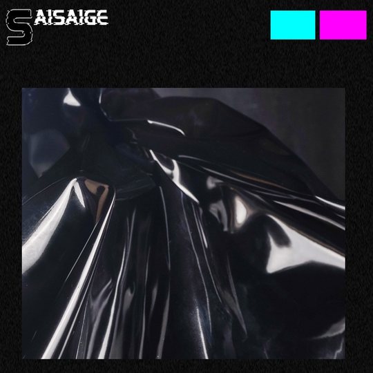 Black Liquid Glossy Plastic Fabric High-Gloss Mirror-Like Shiny Shaping Fabric Opaque Waterproof Glossy Pvc