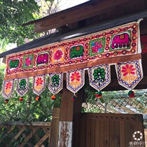 Exotic style Indian embroidered elephant door curtain Elephant sequin door head horizontal hanging curtain fabric art Yoga home decoration curtain