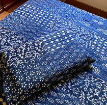 Bed and breakfast style Indian plant blue dye grass dye Double patchwork Handmade suture embroidery pure cotton thick sheets sofa cloth