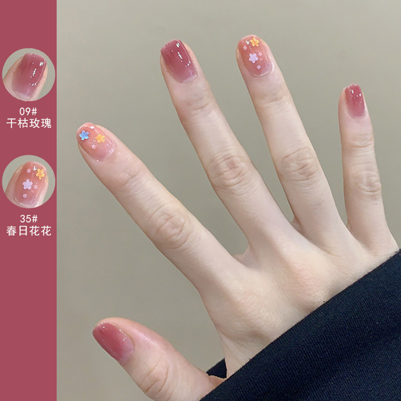 2026 Spring New Flower Sequin Nail Polish, No-Bake, Quick-Drying, Odorless, Long-Lasting, Non-Peelable, Ice-Transparent Nude Color