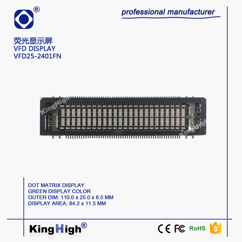 VFD Display VFD25-2401FN Vacuum Fluorescent Display 24x2 Dot Matrix Displays character type text