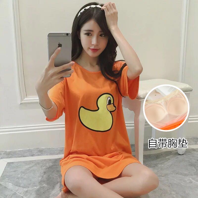 Miễn phí mặc đồ ngủ bra cotton tươi áo ngực cotton mang thai phụ nữ mùa hè quần áo ngắn tay dài tay áo ngủ pad đồ ngủ gợi cảm