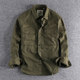 2023 Autumn New Khaki Retro Washed Solid Color Work Shirt Men's Three-dimensional Pocket Trendy Loose Jacket