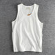 Ami khaki retro solid color sleeveless sweat vest men's 230g cotton washed sports fitness casual T-shirt