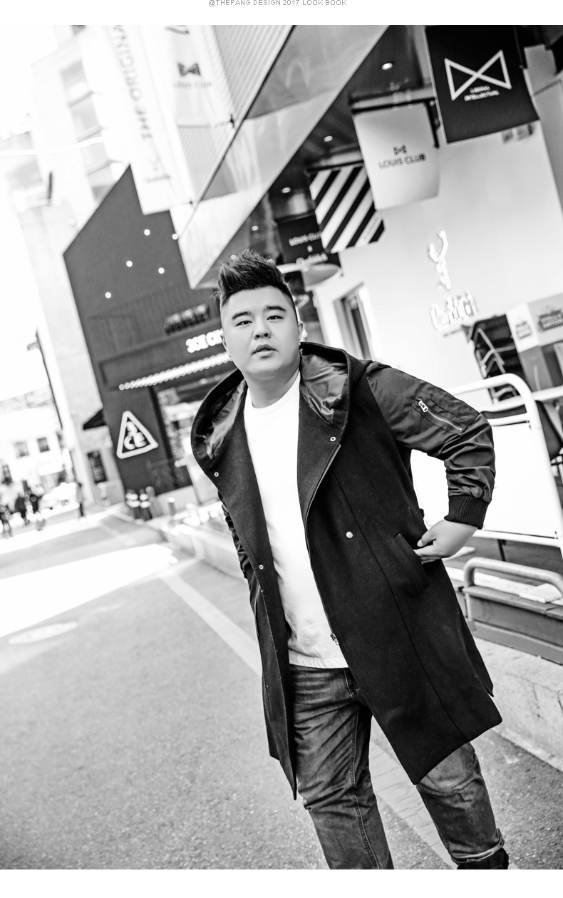 THEPANG thương hiệu quần áo nam size lớn mùa thu đông mùa đông cộng với phân bón để tăng chất béo áo len trùm đầu áo ấm nam