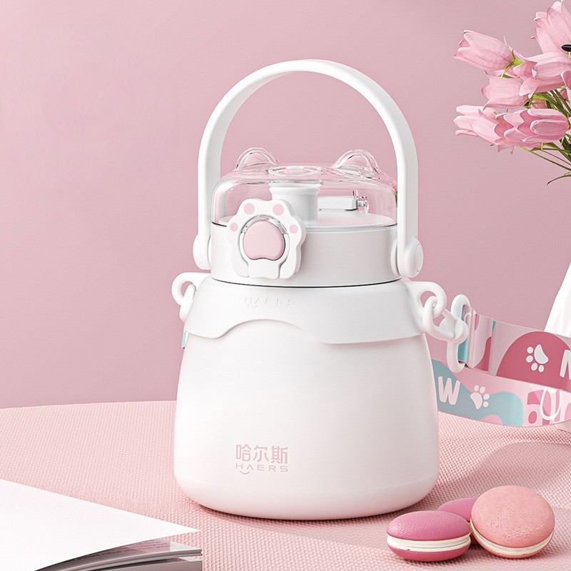 哈尔斯儿童保温杯女生高颜值双饮学生上学专用杯子女吸管水杯