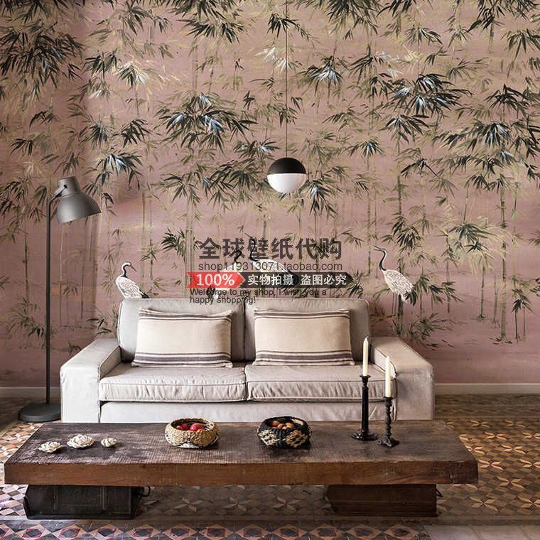 Coordinonne GARZAS Spanish original imported frescoes New Chinese Bamboo-leaf Crane study tea room