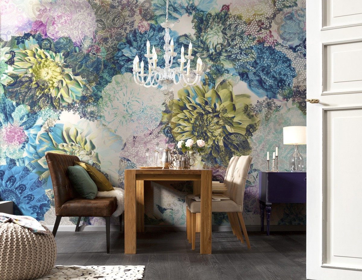 German Wallpaper German Import Fresco High Definition Wallpaper High Elegant Fresh Flowers Large Background Wall