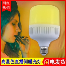 Net red warm light bulb Live room fill light anchor beauty warm white indoor eye protection lighting Wall socket switch