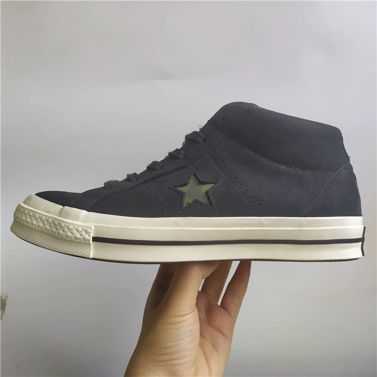 Converse / Converse một sao tiêu chuẩn mới da ngụy trang da trung cắt khâu đen giày thường 159747C - Dép / giày thường