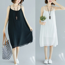 Chiffon maternity dress bottoming new fat mm with loose long 200kg vest sling dress Petticoat