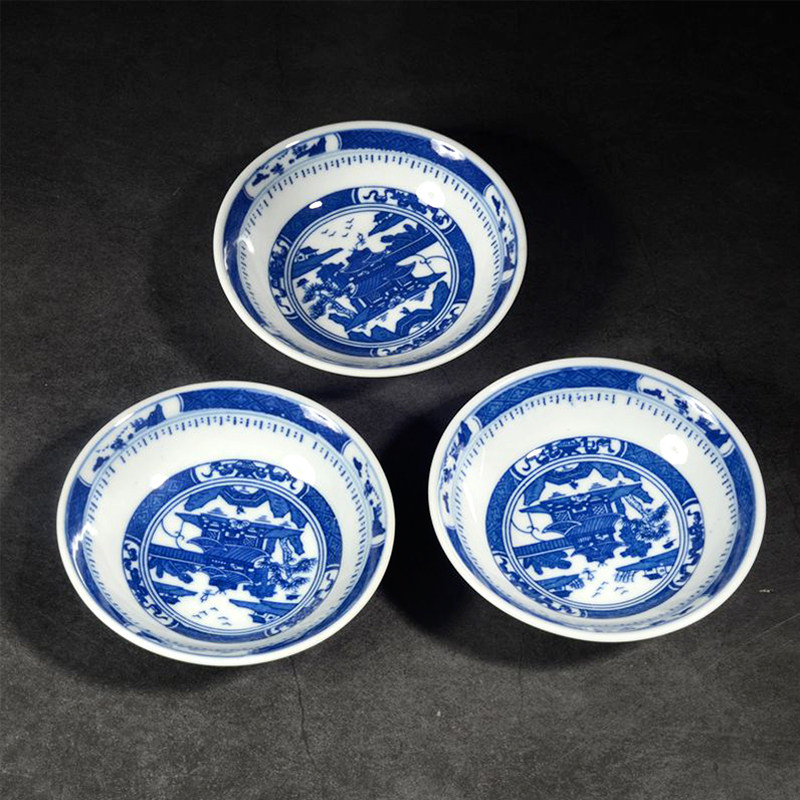 Jingdezhen Qinghua Cup Cushion Ceramic Round Cup Nursery retro small saucer Taste Saucer Dish Tea Dish Small Pen Wash Tea Cup Mat