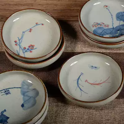 Jingdezhen coarse pottery hand-painted tea dish Chinese retro snacks dried fruit dishes tea ceremony tea dishes