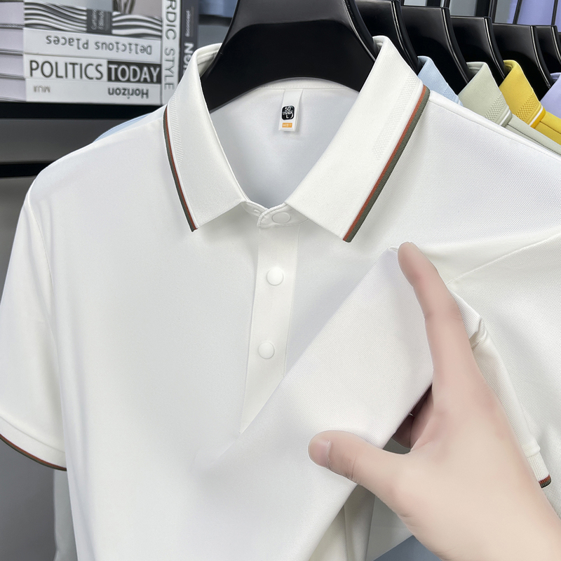 Ice Silk Short-Sleeved 2026 New Men's Polo Shirt with Lapel, Breathable, Casual, Versatile, Business Wear T-Shirt