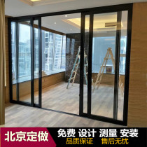 Custom Aluminum Magnesium Alloy Pushdoor Balcony Kitchen Hollow Tempered Glass Living Room Bedroom Partition Toilet moving door