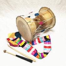 Primary color North Korean long drum Adult Dance accompaniment Performance children props Bull Leather Drum Pull Rope Drum National Drum Stick Drum