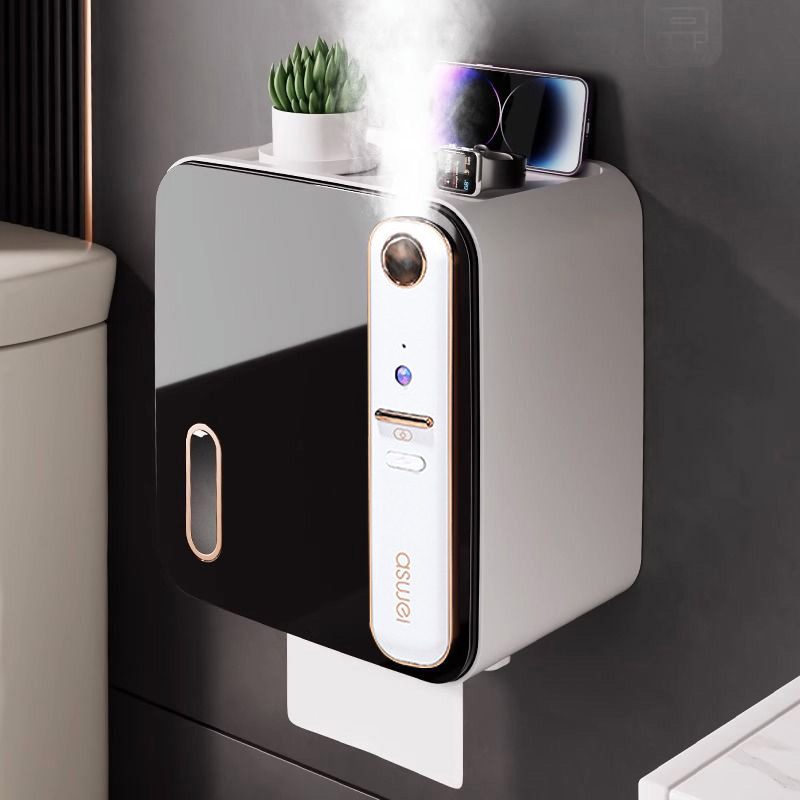Smart Sensor Aromatherapy Tissue Box Bathroom Toilet Paper Holder Toilet Paper Storage Rack Punch-Free Tissue Box