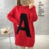 Áo len cổ lọ mùa thu và mùa đông phiên bản Hàn Quốc của mẹ triều XL thả lỏng phần áo len dài dòng áo len đầm bầu sát nách Áo thai sản