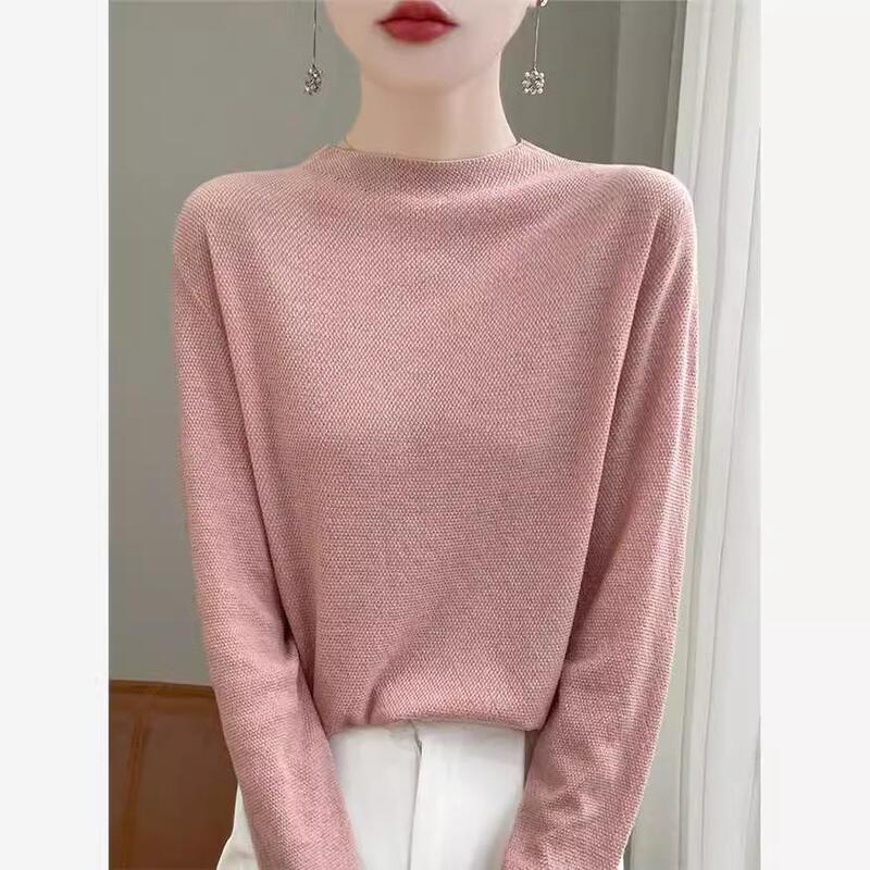 Autumn New Thin Fine-Spun Wool Knit Sweater for Women, Loose Long-Sleeve Sweater, Loose Solid Color Inner Top, Trendy Autumn New Thin Fine-Spun Wool Knit Sweater for Women, Loose Long-Sleeve Sweater, Loose Solid Color Inner Top, Trendy