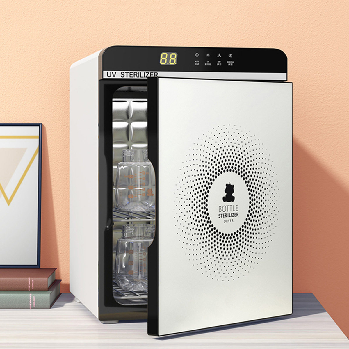 Small White Bear New Home UV Disinfection Cabinet Drying Machine Sterile Safekeeping Bin 24H Large Capacity Brief white