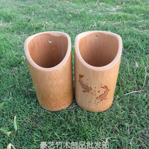 Bamboo chopstick tube Bamboo tube Cotton swab tube Chopstick cage Characteristic handicrafts Bamboo tube can be used as a pen tube to ask for a signature tube