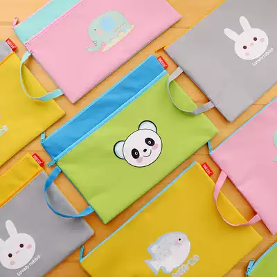 Creative cartoon cute bear A4 file bag Student lady cute canvas paper storage bag with handle 