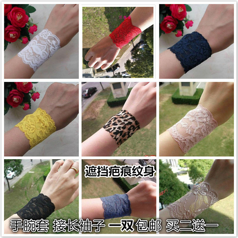 Korean Style Thin Lace Fake Sleeves Wristbands for Women, Wrist Covers to Hide Scars and Tattoos, Fingerless Gloves, Arm Covers