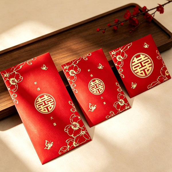 Red Envelopes for Weddings, Available in Large, Medium, and Small Sizes, with the Character "喜" for Good Luck, Suitable for Gift Money and Engagement Celebrations, Medium-Sized Wedding Gift Envelopes
