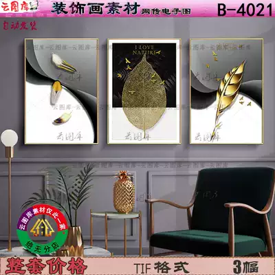 Nordic abstract geometric golden feather bird light luxury gold leaf decorative painting material black and white HD Gallery