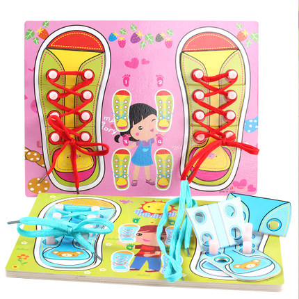Kindergarten Children's Baby Tie Laces Hooded Aids Hooded Early Teaching Tie Practice Fine Action Training Puzzle Toys