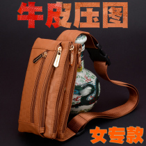 Lady Genuine Leather Pocket New Cow Leather Chest Bag Multilayer Collection Wallet Korean Version Tide Single Shoulder Skew Satchel 6 Inch Mobile Phone Bag