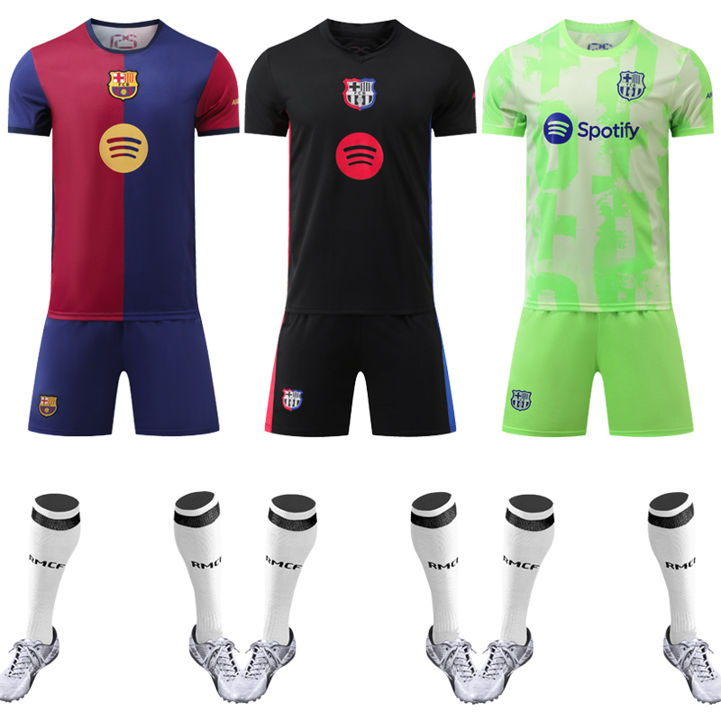 2425 Barcelona Jersey Lewandowski Yarmal Pedri Gavi Home and Away Team Uniforms Adult and Children's Football Uniform Set