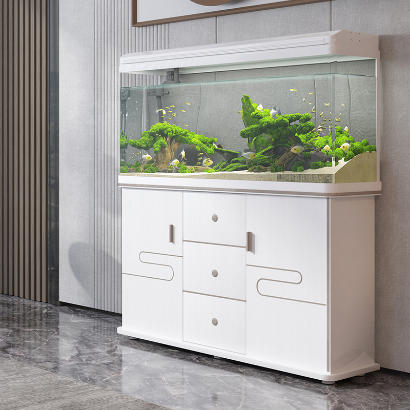 Small and medium fish tank aquarium Living room floor Home Lazy People Eco-Free Water Large Glass Gold Fish Tank With Cabinet