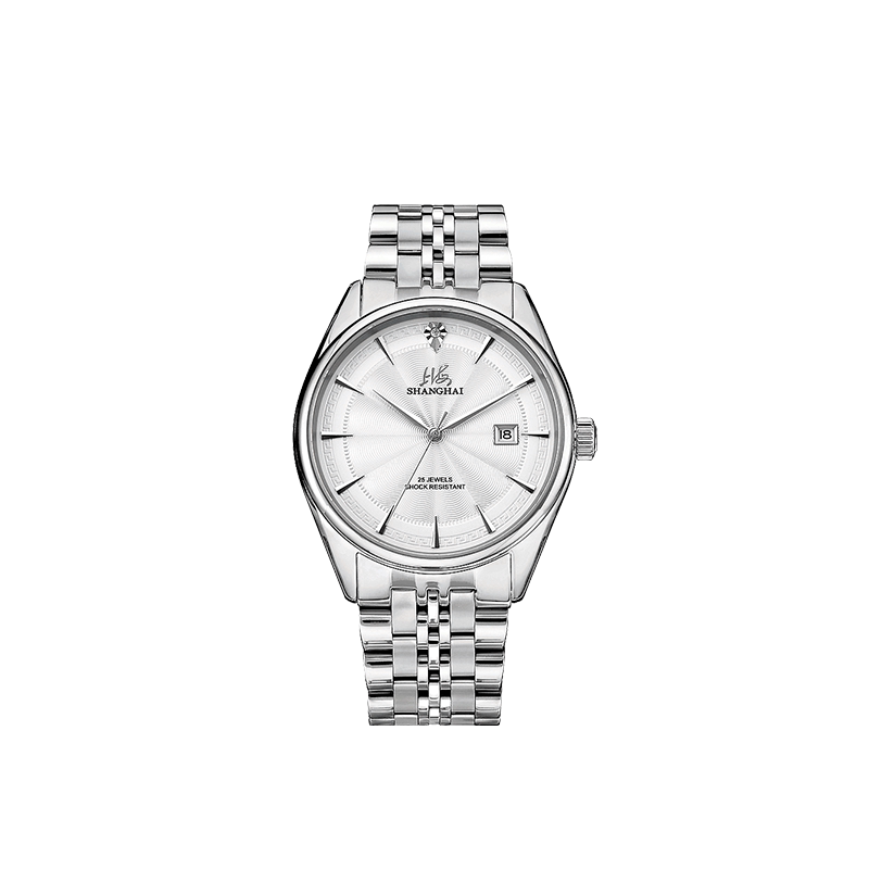 Shanghai Watch Men's and Women's National Series Commemorative Edition Genuine Diamond Steel Band Transparent Back Fully Automatic Mechanical Wristwatch 850
