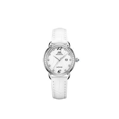 Shanghai Watch Women's genuine elegant and simple diamond-encrusted calendar waterproof quartz watch 189