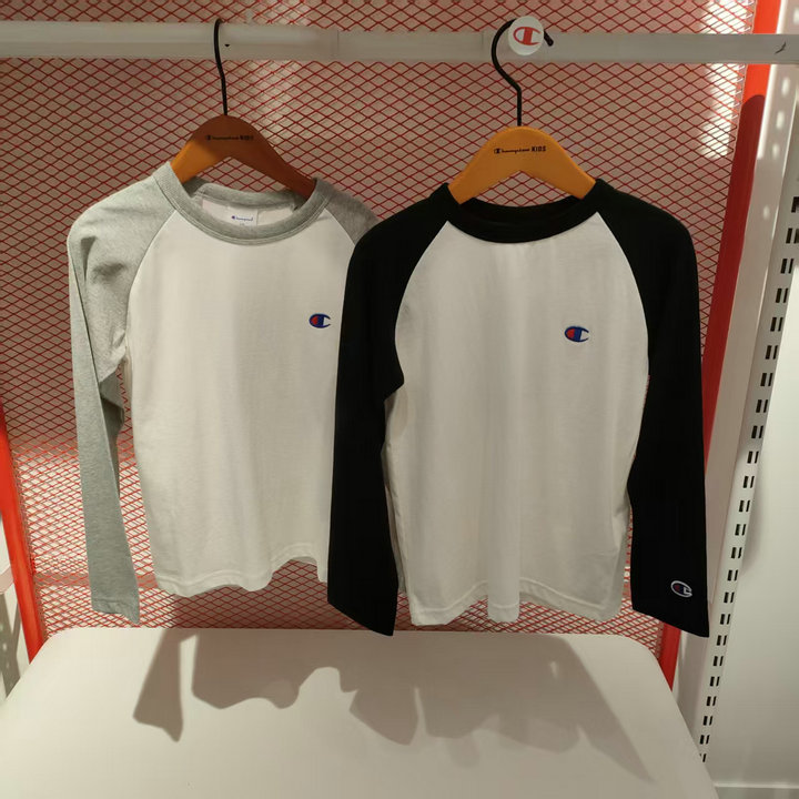 Champion Children's Clothing Genuine Unisex Patchwork Long-Sleeve T-Shirt Spring and Autumn New Fashion Simple Style Ck-Y403