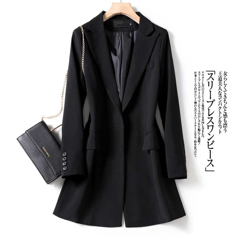 Suit jacket woman 2022 new spring and autumn Korean version of the body in the long version exploits black professional temperament Western-style jacket