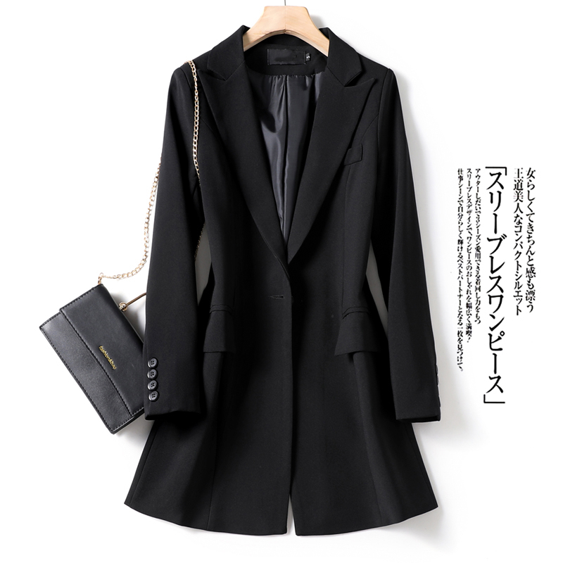 Women's Blazer New Spring and Autumn Korean Style Slim Fit Mid-Length Popular Black Professional Elegant Versatile Suit Jacket