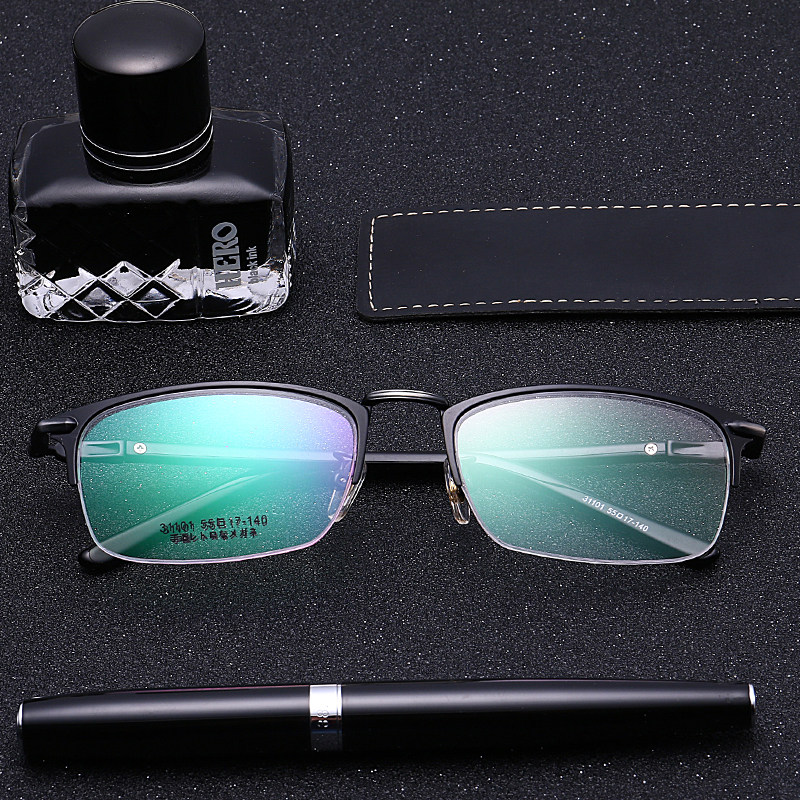 New half-frame nearsightedness glasses frame male half-frame alloy business matching glasses myopia glasses finished glasses