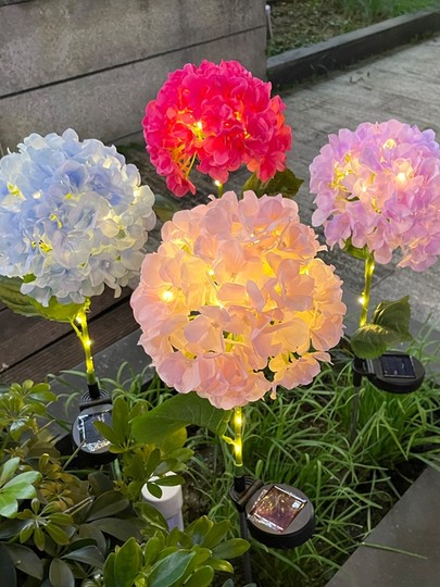 Solar-Blumenbeleuchtung, LED-Hortensien-Gartenbeleuchtung, Hofatmosphäre, Park, dekorative Lichter, Außenboden-Rasenbeleuchtung